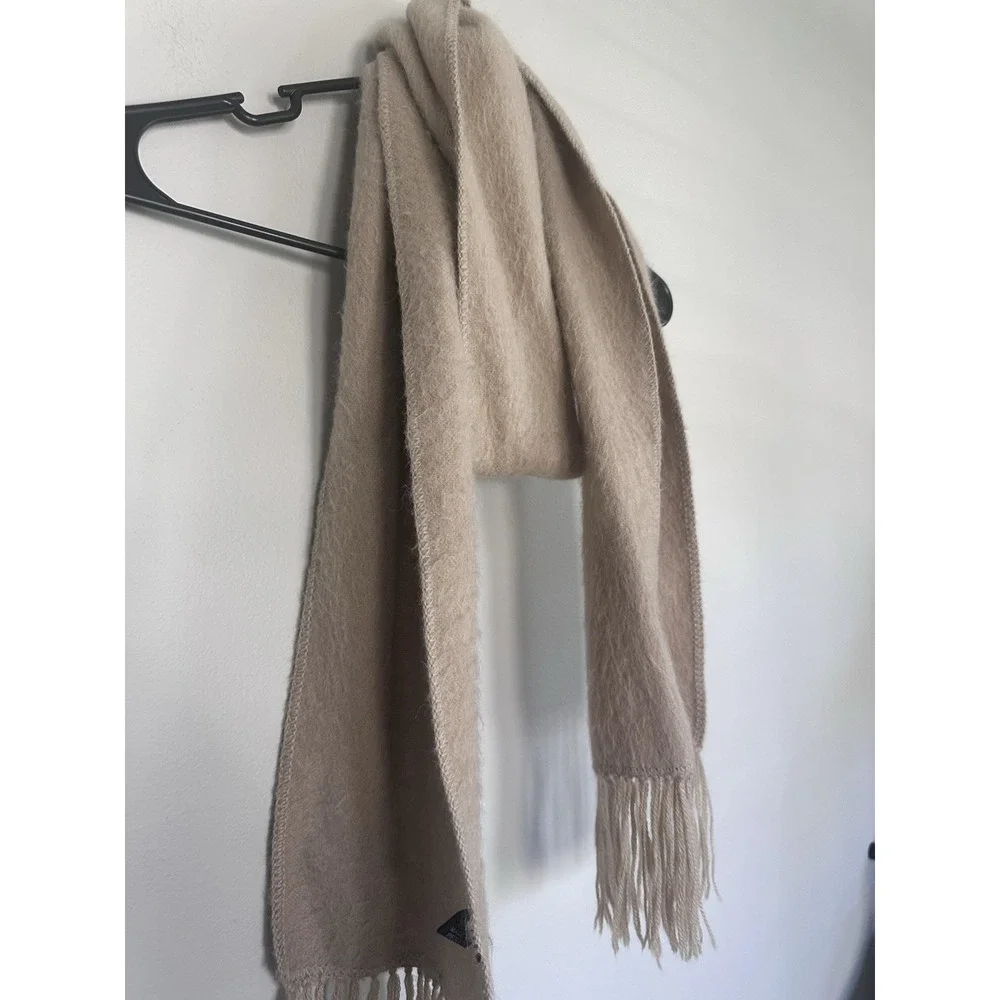 100% Alpaca Neck Scarf Fringe Camel Beige Tan Color Made In‎ Peru 9x80